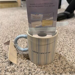 Taking Care of Me Blue Striped Mug